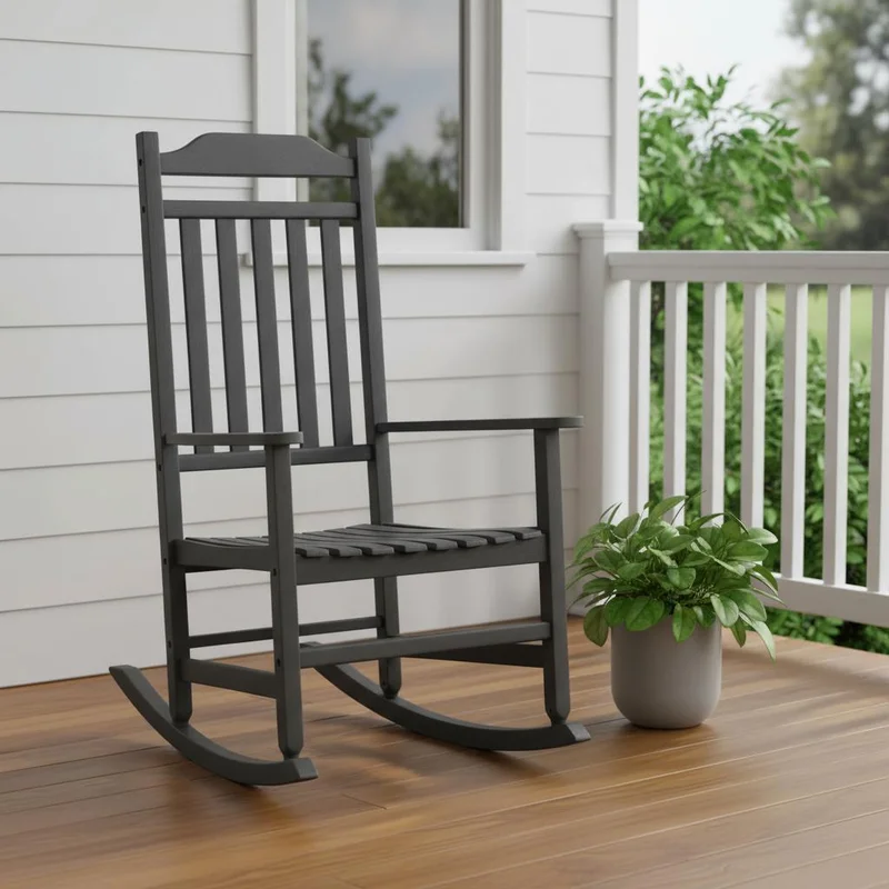 33 Black Heavy Duty Plastic Outdoor Rocking Chair