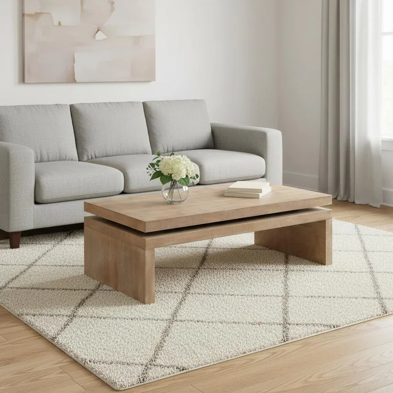 48 Natural Wood Distressed Frame Coffee Table