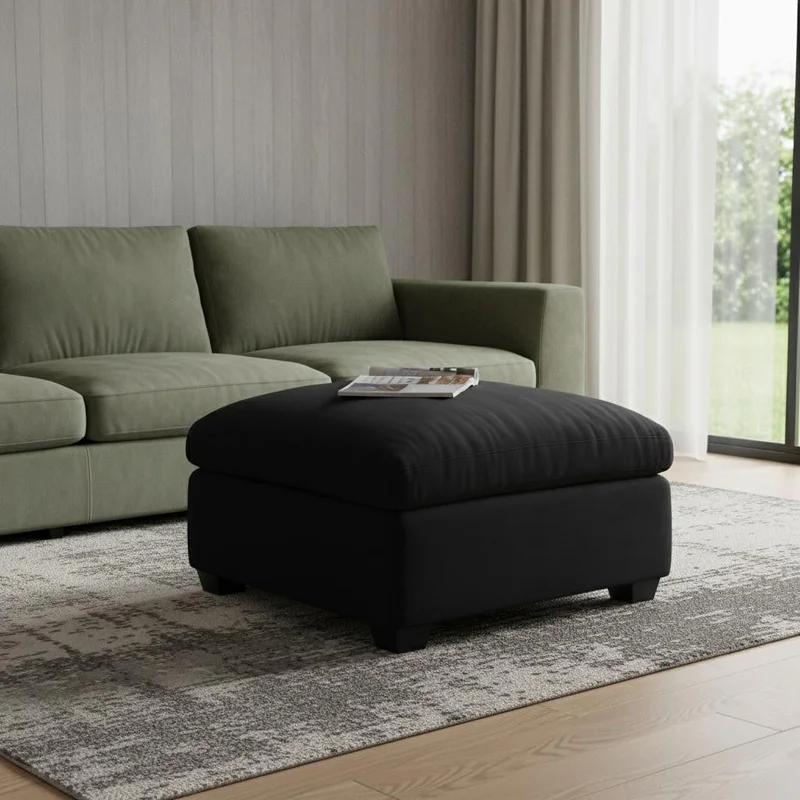 32 Black Velvet Ottoman