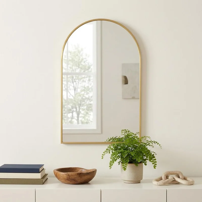 38 Gold Metal Arch Framed Accent Mirror