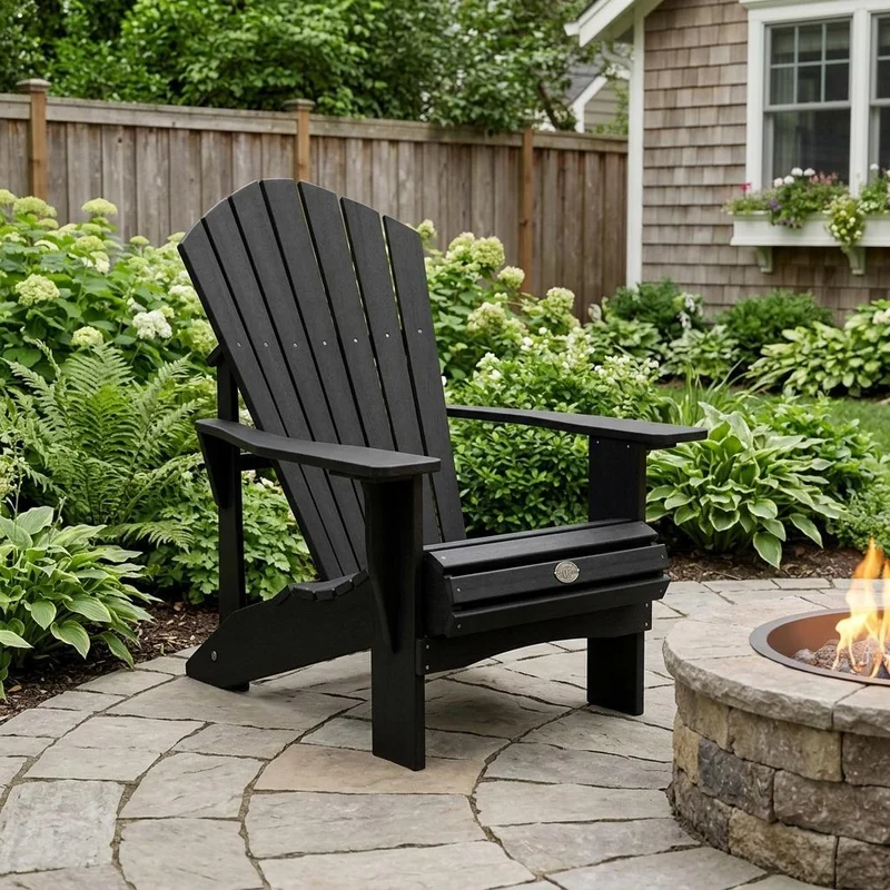 24 Black Heavy Duty Plastic Outdoor Adirondack Chair