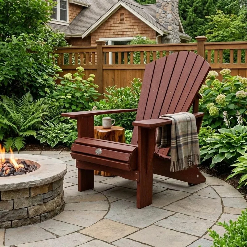 24 Mahogany Textured Heavy Duty Plastic Outdoor Adirondack Chair
