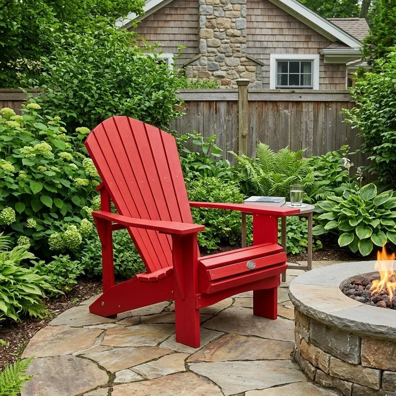 24 Red Heavy Duty Plastic Outdoor Adirondack Chair