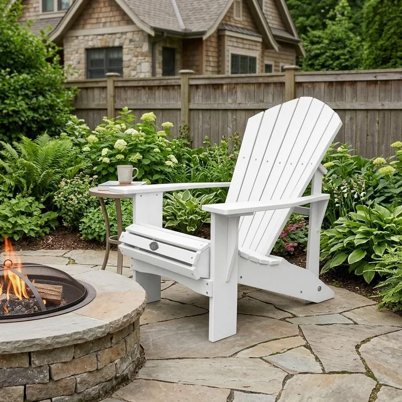 24 White Heavy Duty Plastic Outdoor Adirondack Chair