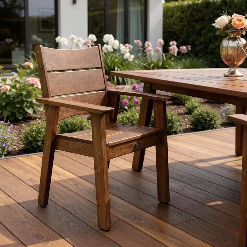 26 Walnut Textured Heavy Duty Plastic Outdoor Dining Chair