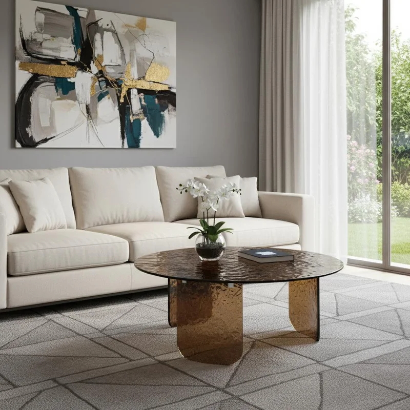 35 Bronze Glass Round Coffee Table