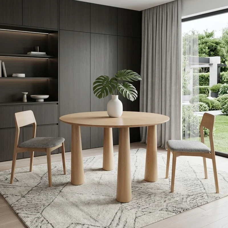 59 Natural Wood Round Top Dining Table