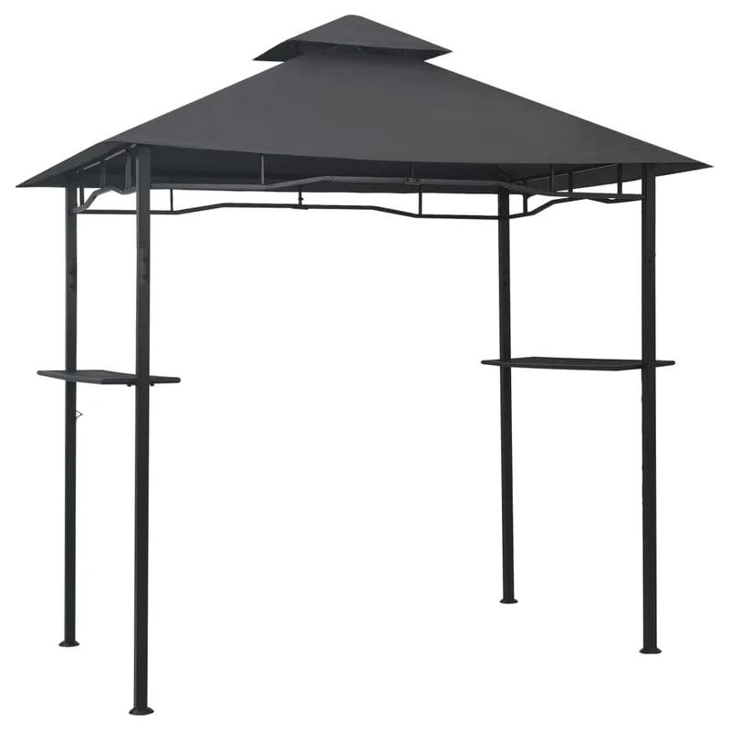 vidaXL BBQ Gazebo 7.9x4.9x8.4 Anthracite - Weather-Resistant and Fire-Retardant Steel Outdoor BBQ Canopy with Double-Layer Ro