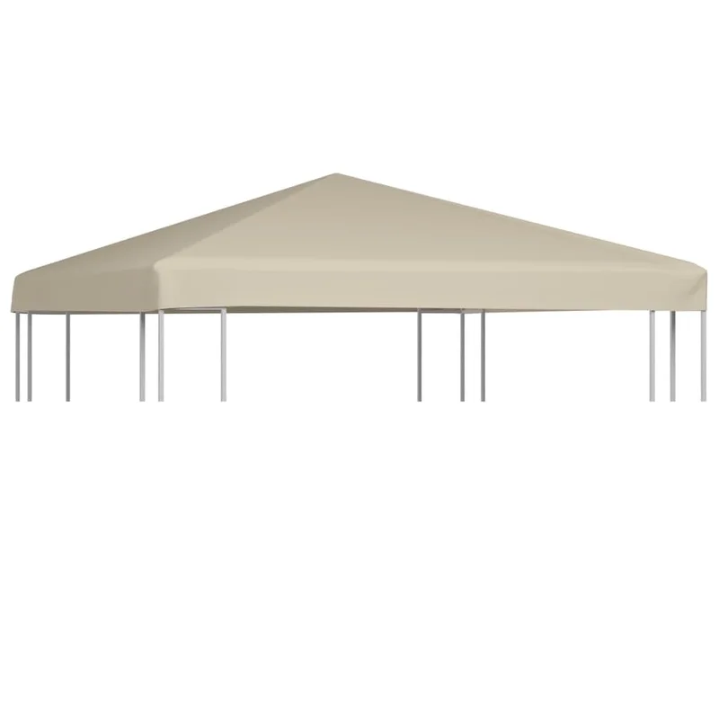 vidaXL Beige Gazebo Replacement Top Cover 9.8x9.8 Water-Resistant with PVC Coating Featuring Reinforced Corners for Enhanced