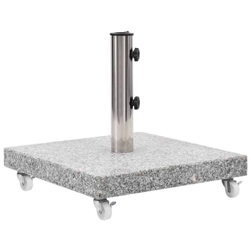 vidaXL Granite Parasol Base Sturdy Umbrella Stand with Stainless Steel Tube Holder Adjustable for 1.5/1.9 Diameter Poles Equi