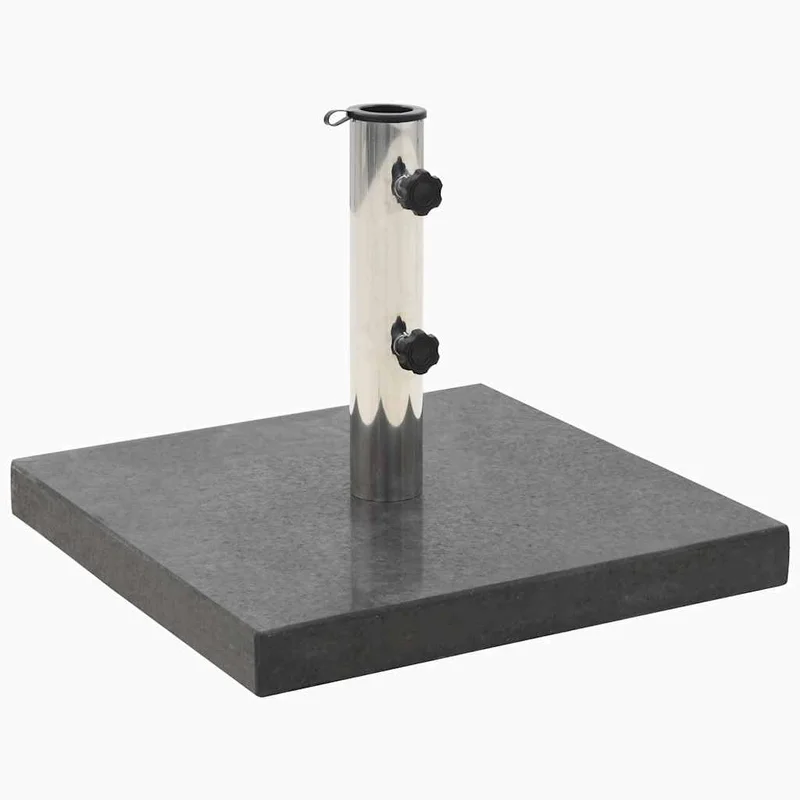 vidaXL Granite Square Parasol Base - 62.8 lb Black Outdoor Umbrella Stand with Castors and Locking Bolts