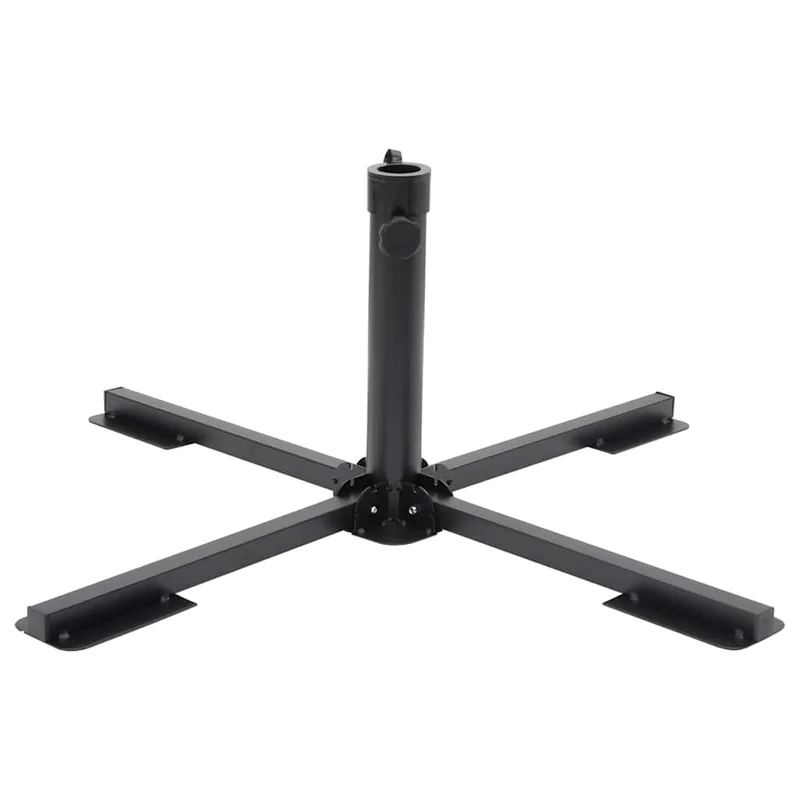 vidaXL Parasol Base Foldable for 1.5/1.9 Pole Glossy Black Steel