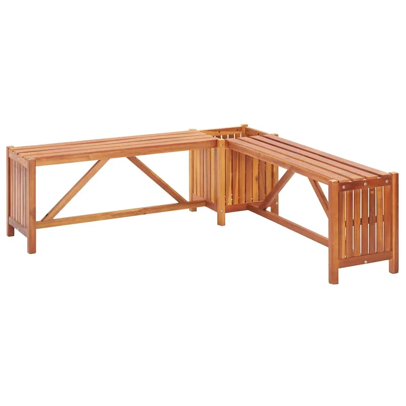 vidaXL Patio Corner Bench with Planter 46x46x15.7 Solid Acacia Wood