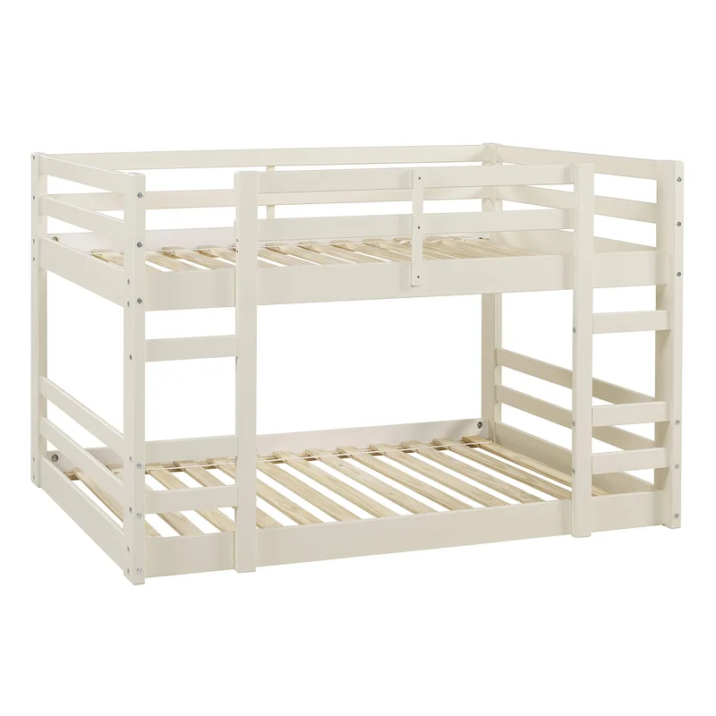 Walker Edison Alexander Classic Solid Wood Stackable Jr Twin over Twin Bunk Bed Twin over Twin White