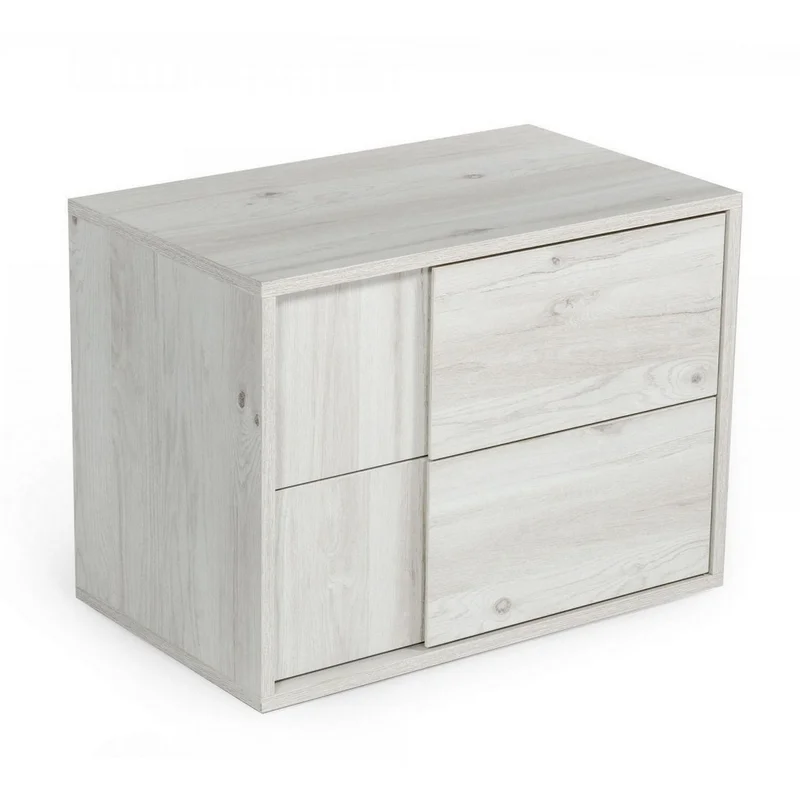 Wooden Nightstand with 2 Self Closing Drawers White