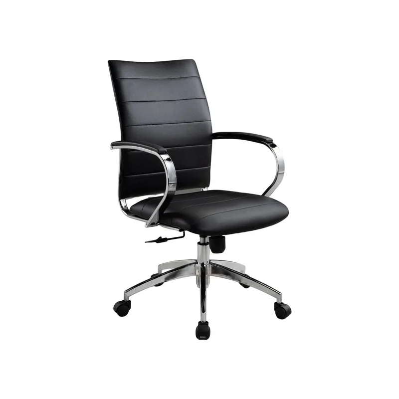 Zoha 27 Inch Adjustable Swivel Office Chair Black Faux Leather Chrome