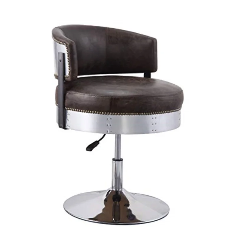 96268 Adjustable Chair w/Swivel - Distress Chocolate Top Grain Leather & Chrome