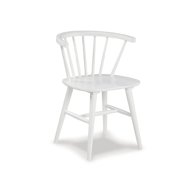 22 Inch Set of 2 Dining Chairs Spindle Backrest Matte White Wood Design