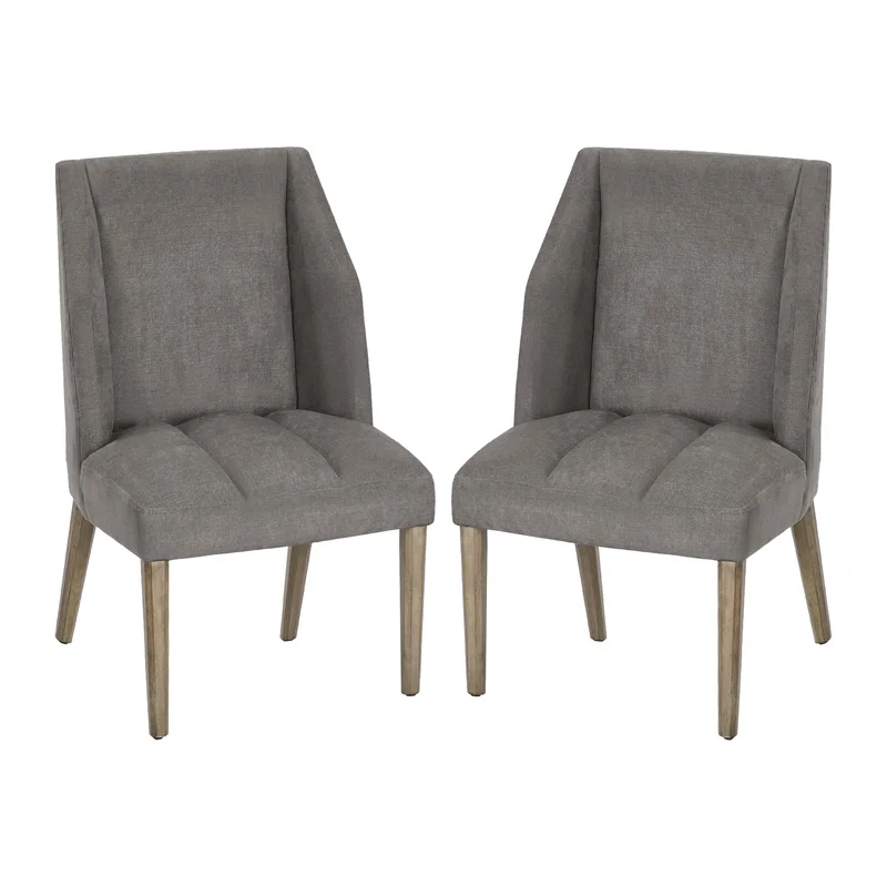 23 Inch Upholstered Solid Timber Dining Chair Set of 2 Dark Gray