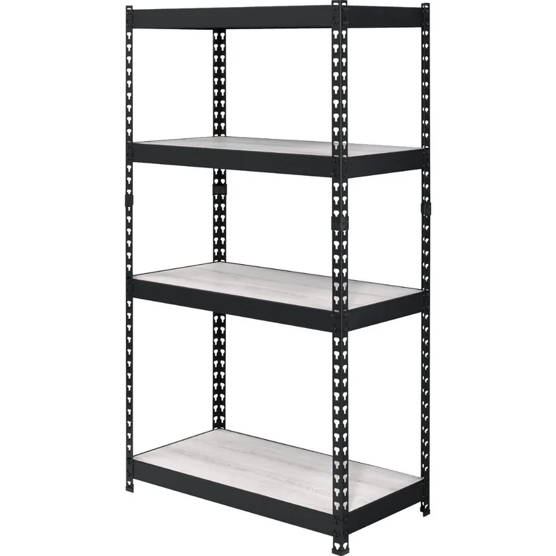 4 Tier Bookshelf with MDF Adjustable Shelves Black