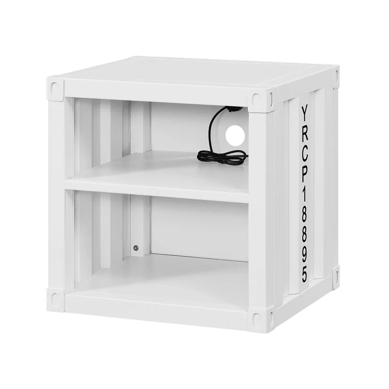Acme Cargo Metal Frame Nightstand with 2 Compartments in White