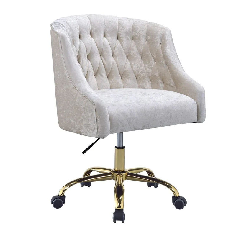 Acme Levian Tufted Velvet Upholstered Office Chair in Vintage Cream and Gold