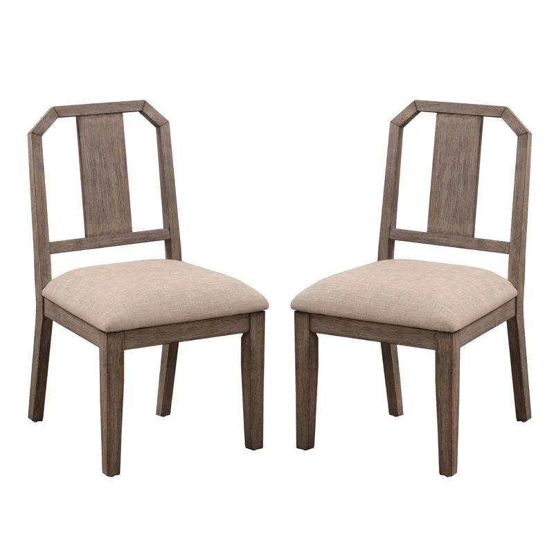Yu 36 Inch Acacia Wood Dining Chair Slat Back Set of 2 Weathered Brown