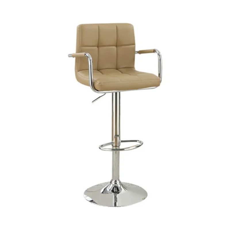 Benjara Arm Chair Style Bar Stool With Gas Lift Brown And Silver Set of 2