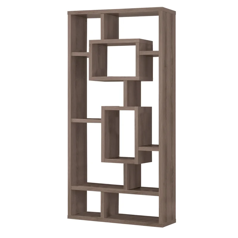 Benzara BM159067 Splendid Geometric Cubed Rectangular Bookcase Gray