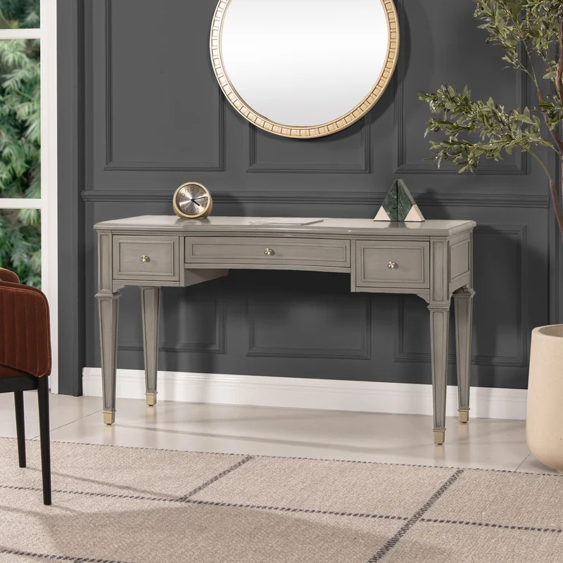 Dauphin 55 3-Drawer Wood Executive Desk Grey Cashmere Wood