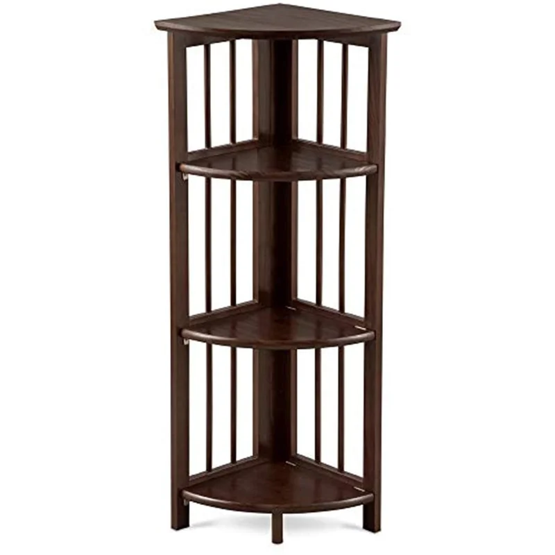 Casual Home Mission 4-Shelf Corner Folding Bookcase Truffle Brown