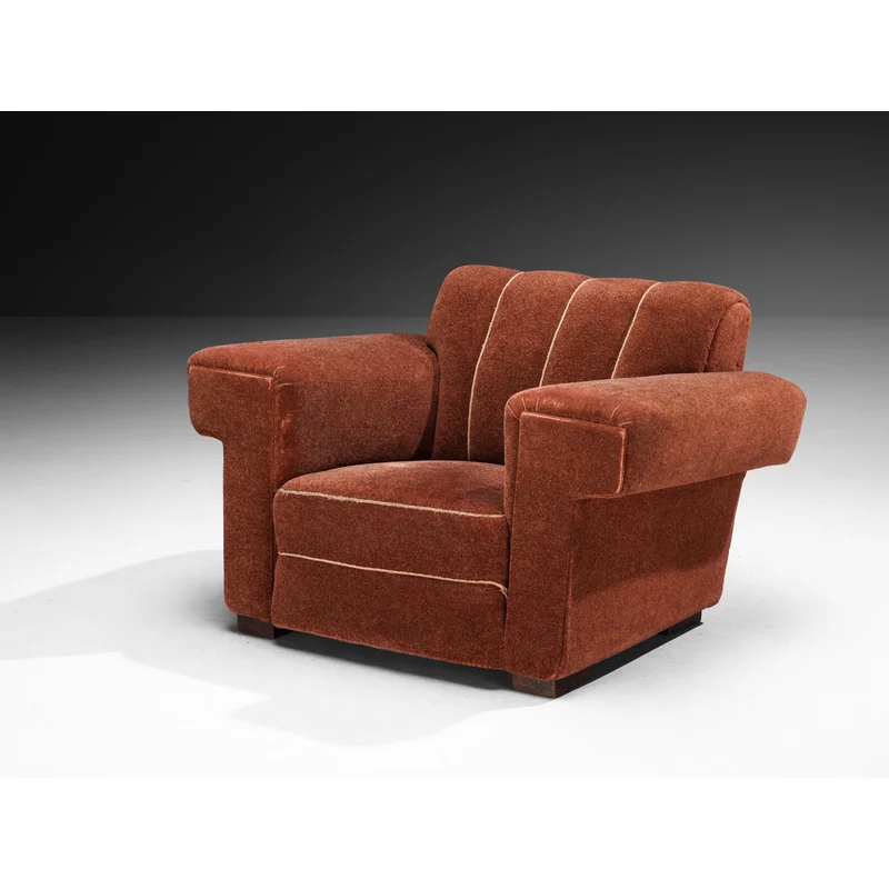 Voluminous Lounge Chair in Burnt Orange Upholstery