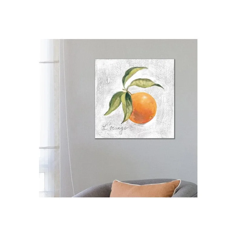 "L Orange on White" by Silvia Vassileva Canvas Print - 18x18x1.5