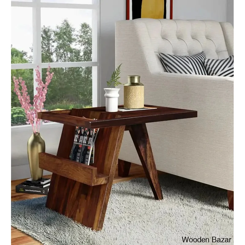 Aura Solid Wood End Table In Provincial Teak Finish
