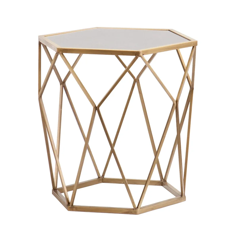 Joelle Geometric Accent Table - Gold