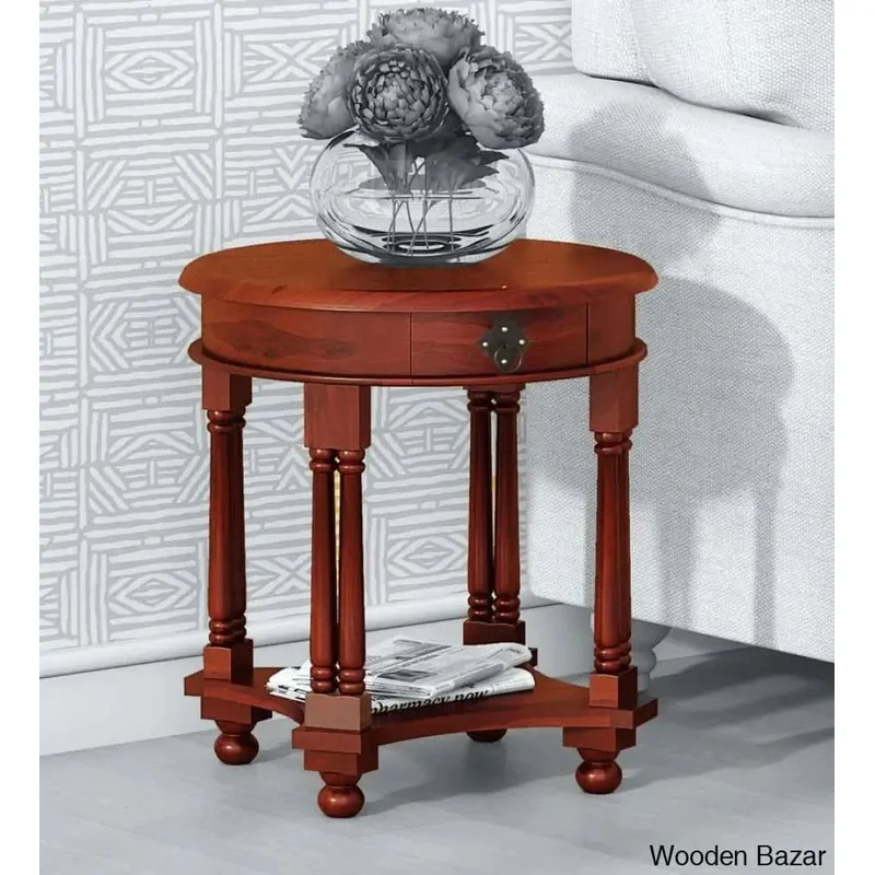 Wooden Bazar Amherst End Table In Honey Oak Finish