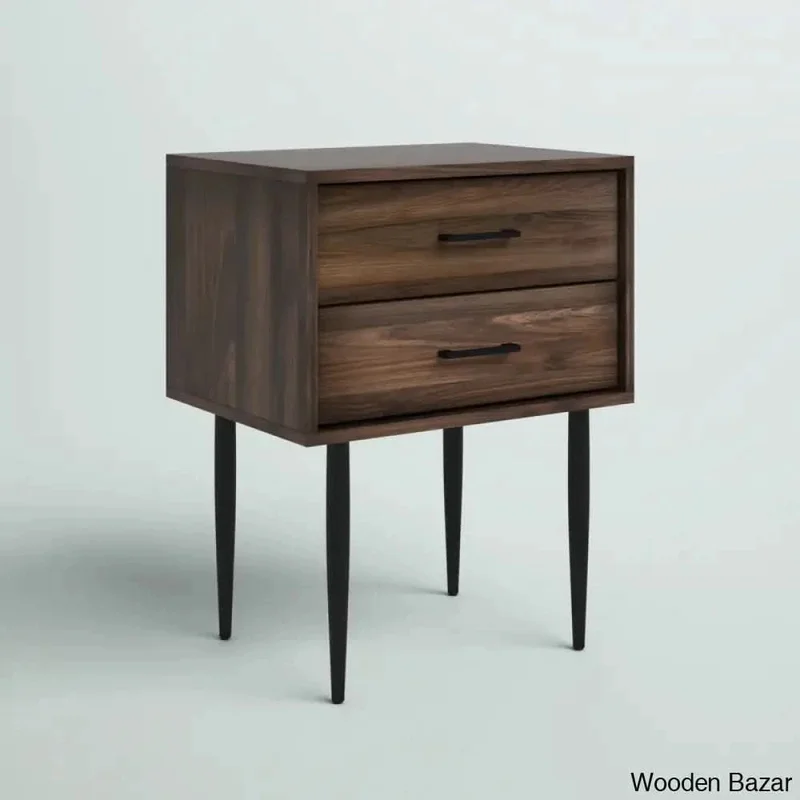 Wooden BAZAR Catt 26'' Tall 2 - Drawer End Table