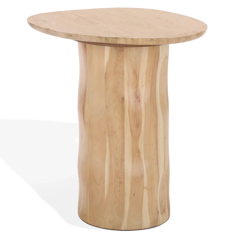 Jennamira Travertine Top Accent Table