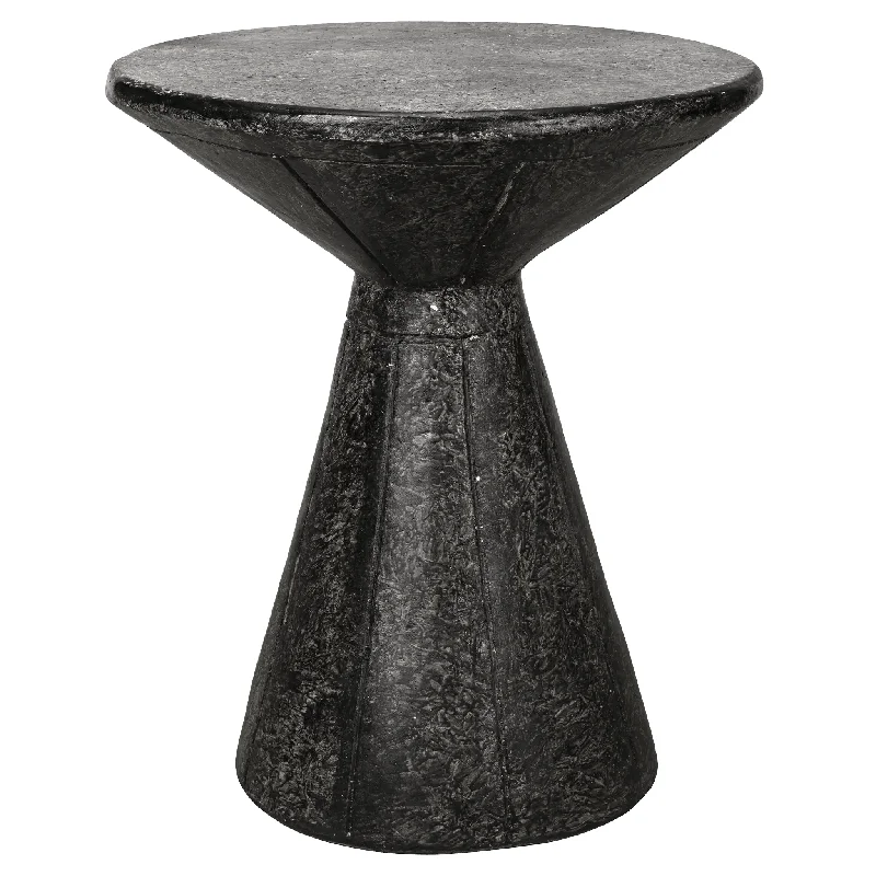 Pedestal Side Table Black Fiber Cement