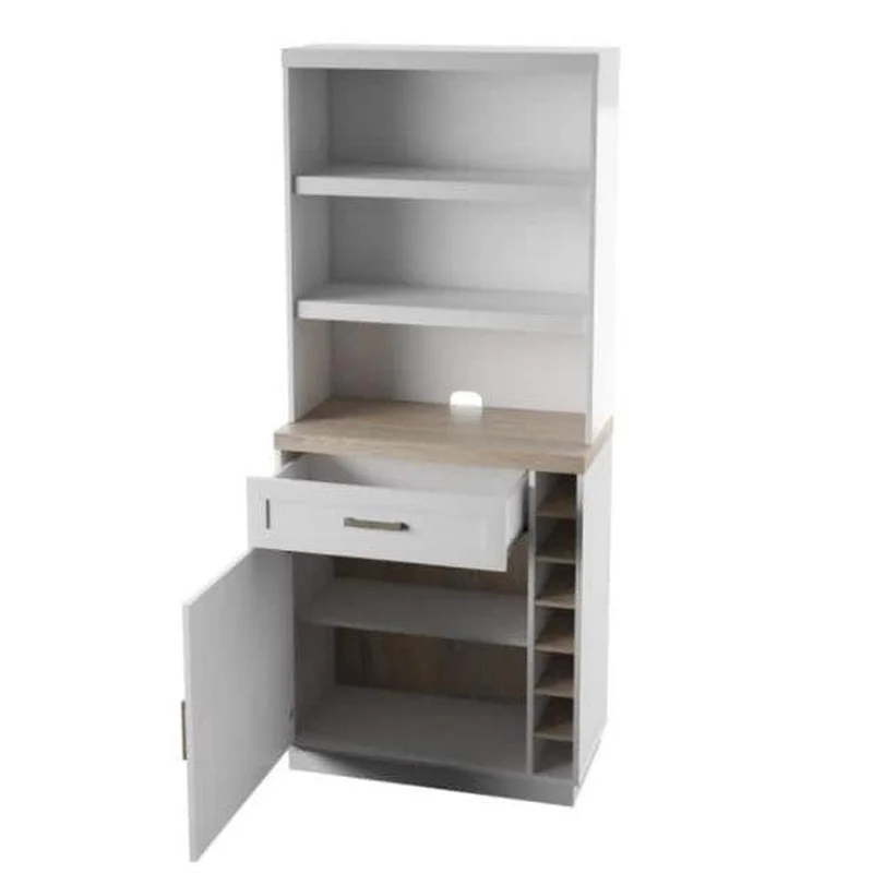 74 in. White 12-Shelf Standard Bookcase with Open Storage