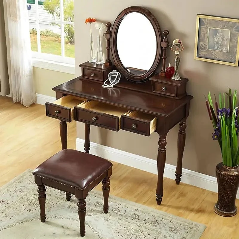 Ozaster Wooden Vintage Vanity Dressing Table - Wooden Bazar
