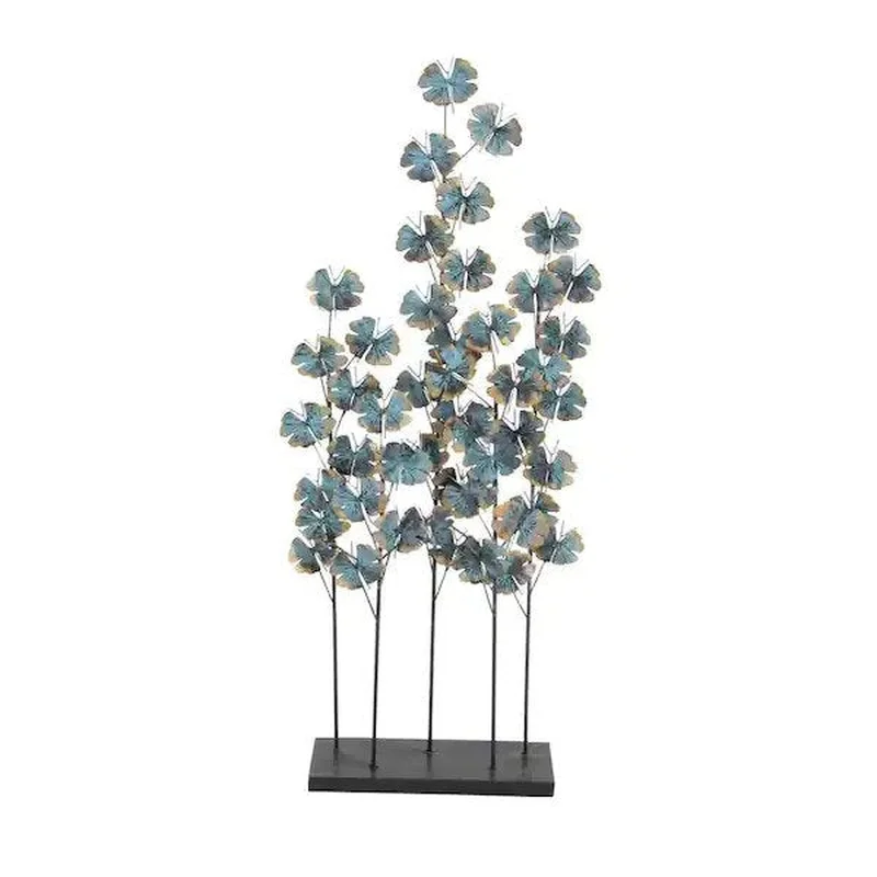 37 in. x 13 in. Turquoise Metal Contemporary Nature Sculpture
