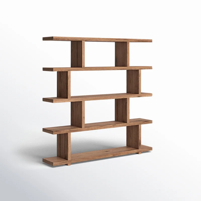 Annora 63" H x 63" W Geometric Bookcase AllModern Color: Walnut