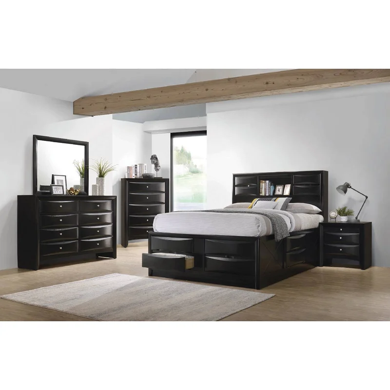 Briana Storage Bedroom Set With Bookcase Headboard Black - 202701