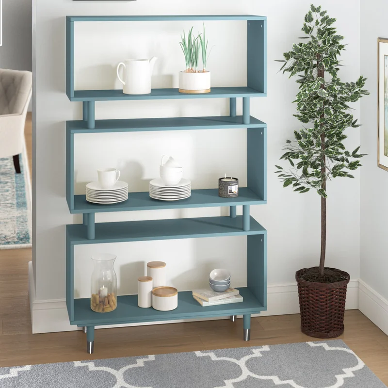 Camylle Standard Bookcase Everly Quinn Color: Antique Blue/Silver