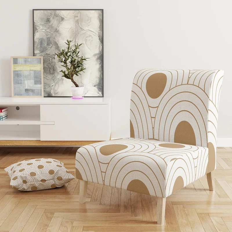 'Circular Retro Design' Upholstered Mid-Century Accent Chair