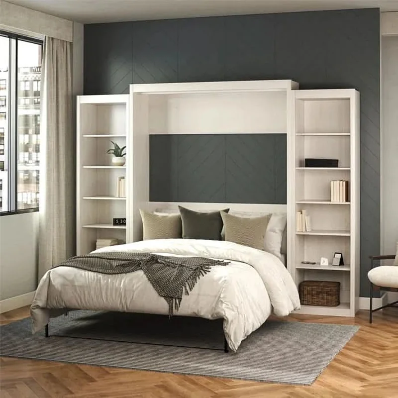 Kexzone Murphy Bed without Side Storage Bookcases with mattress