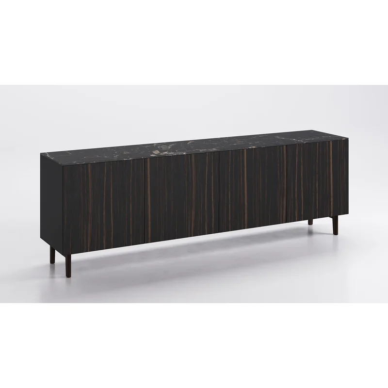 Universal 4 Doors Sideboard Ebony Calacata Black Marble