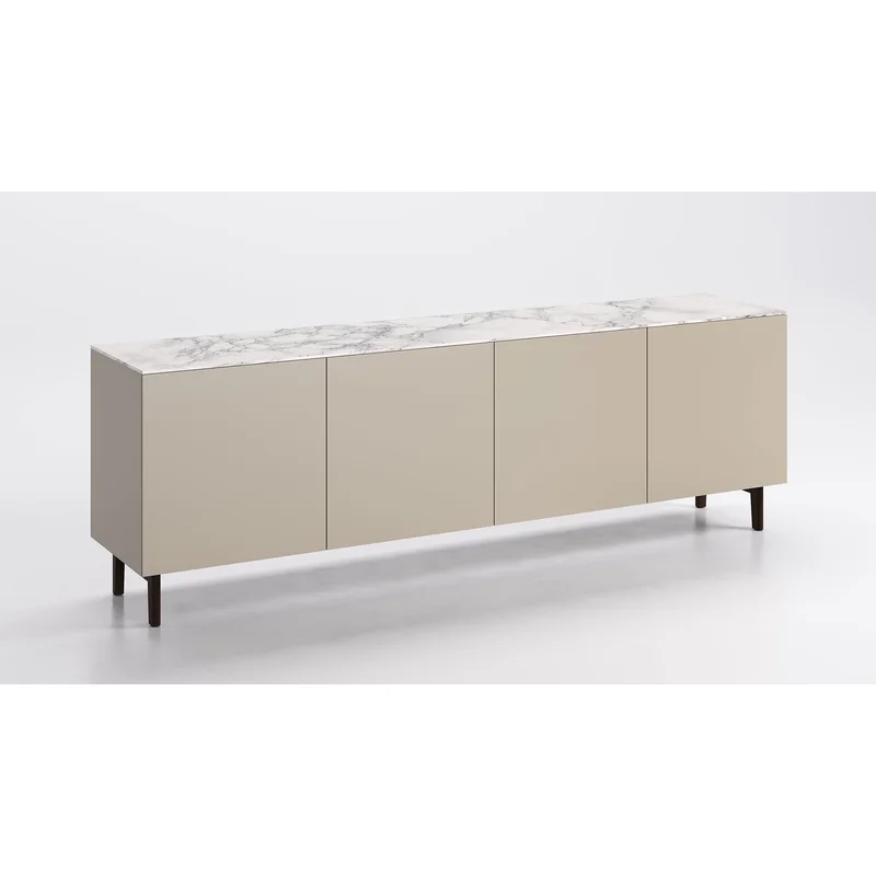Universal 4 Doors Sideboard Ebony Silk White Marble