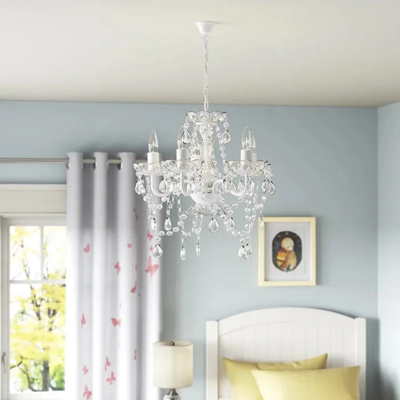 White Diamond Wallasey 5 - Light Candle Style Chandelier